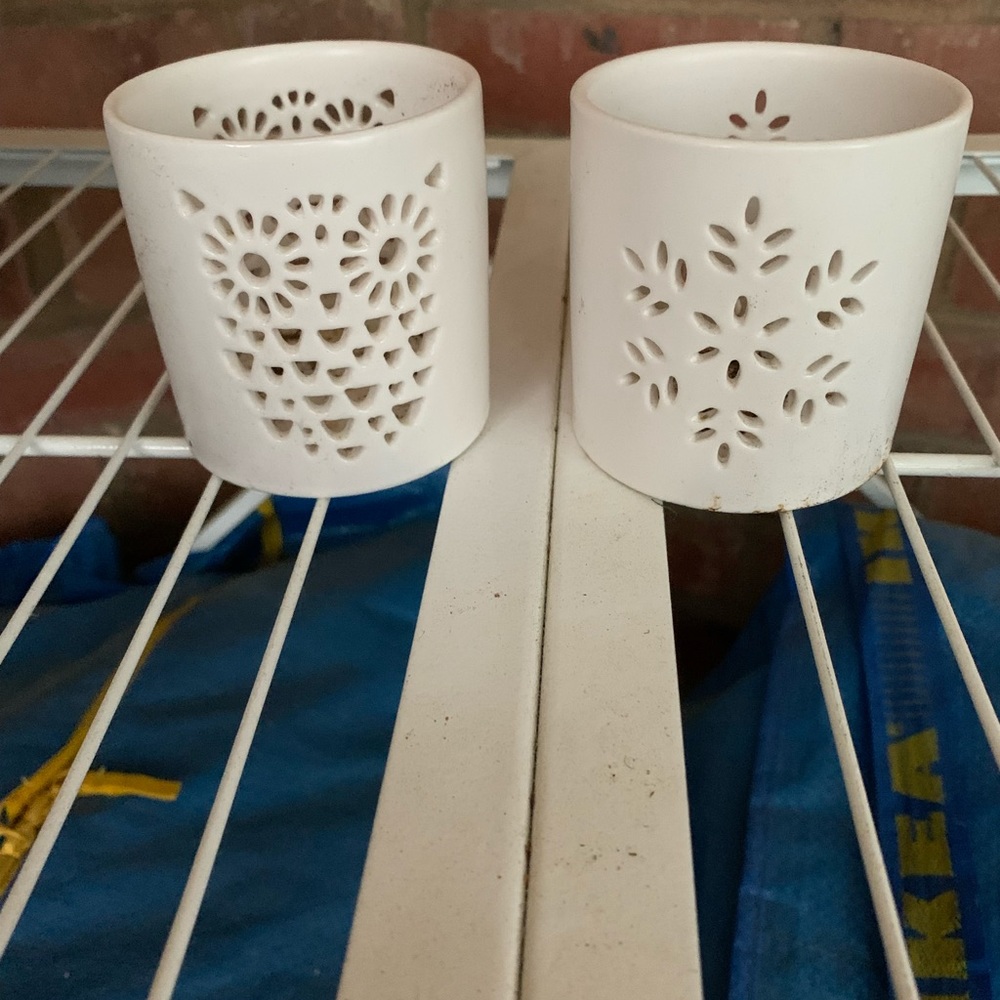 New! Owl & snowflake ceramic votive set